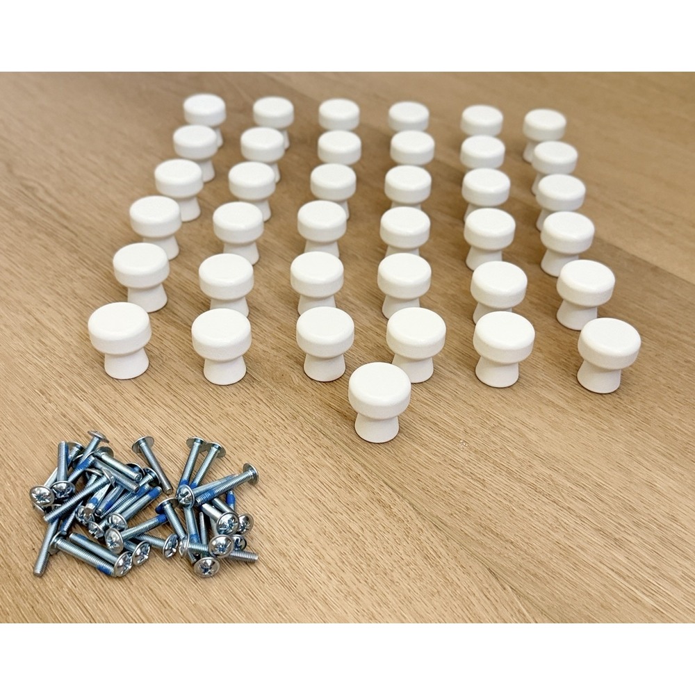 Ikea Wooden White Knob 37 Pieces With Screws